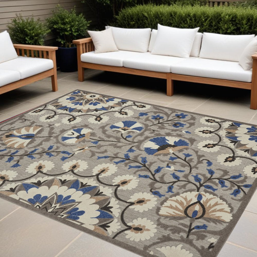 10' X 13' Gray Indoor Outdoor Area Rug