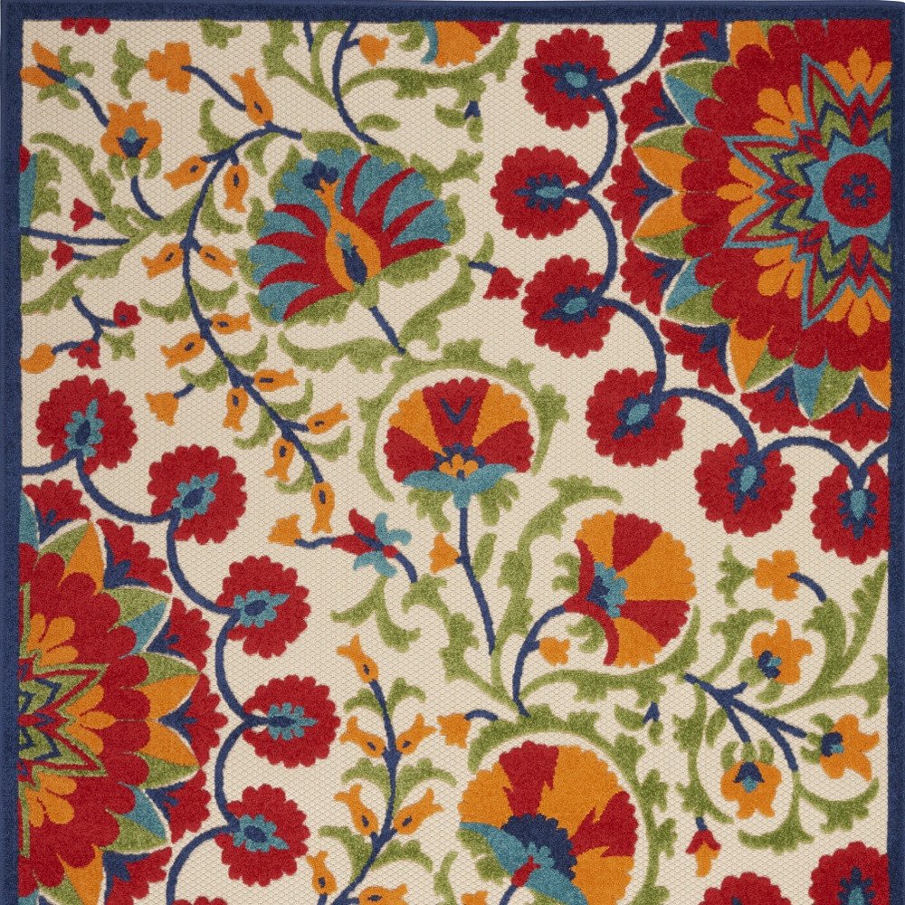 10' X 13' Red And Ivory Indoor Outdoor Area Rug