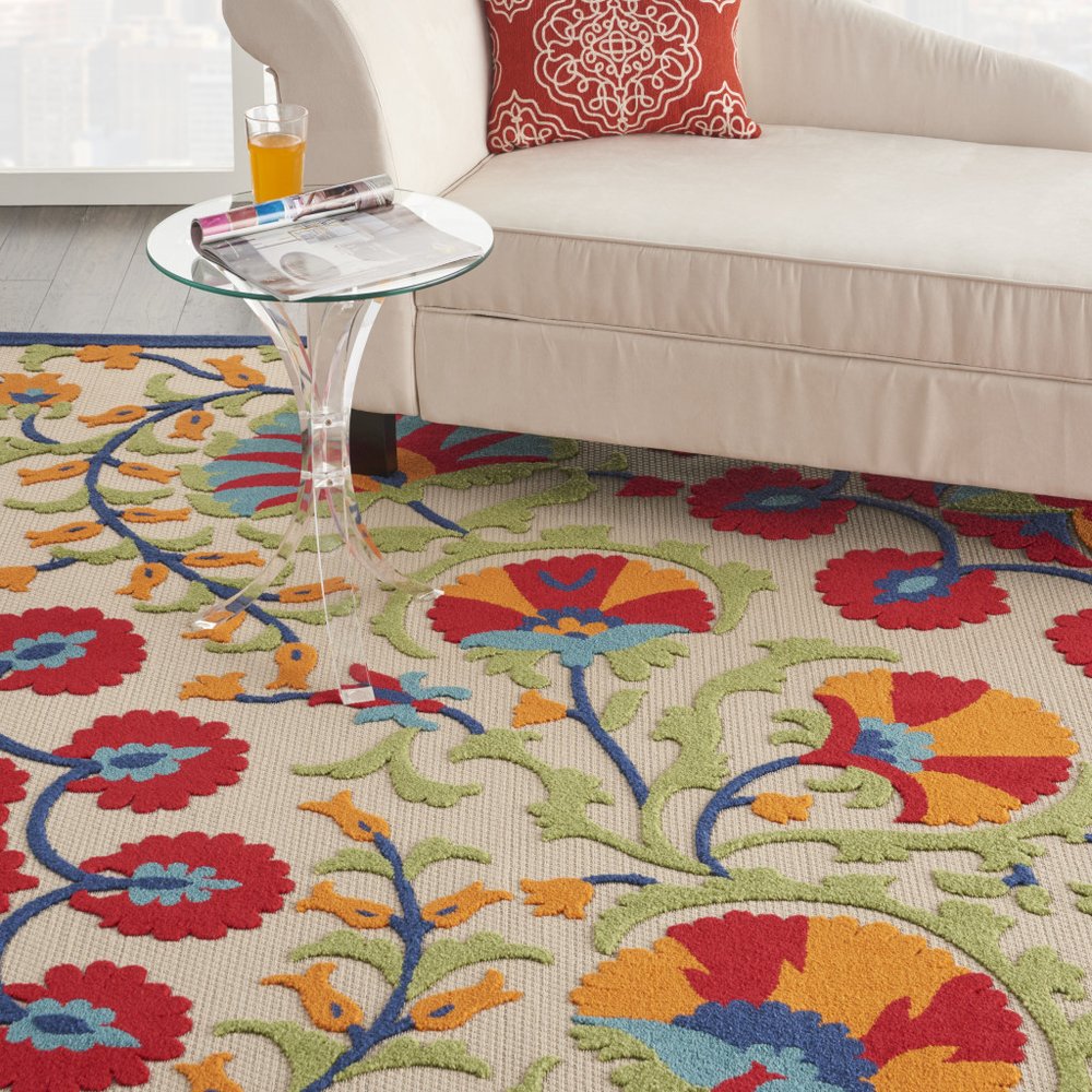 10' X 13' Red And Ivory Indoor Outdoor Area Rug