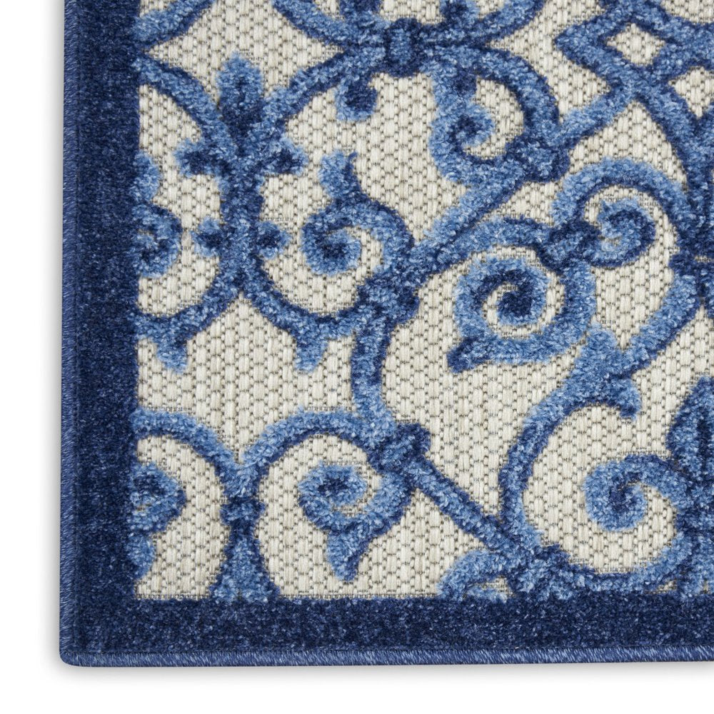 10' X 13' Blue And Gray Indoor Outdoor Area Rug