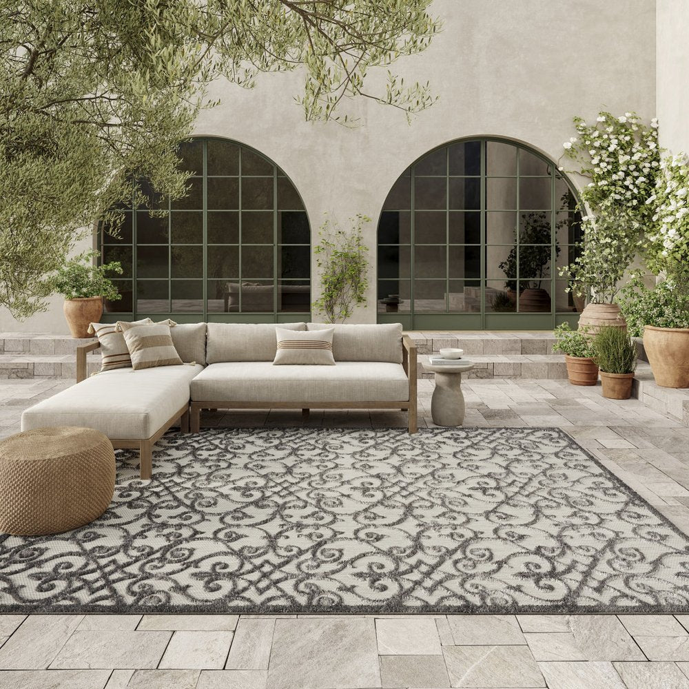 10' X 13' Gray Indoor Outdoor Area Rug