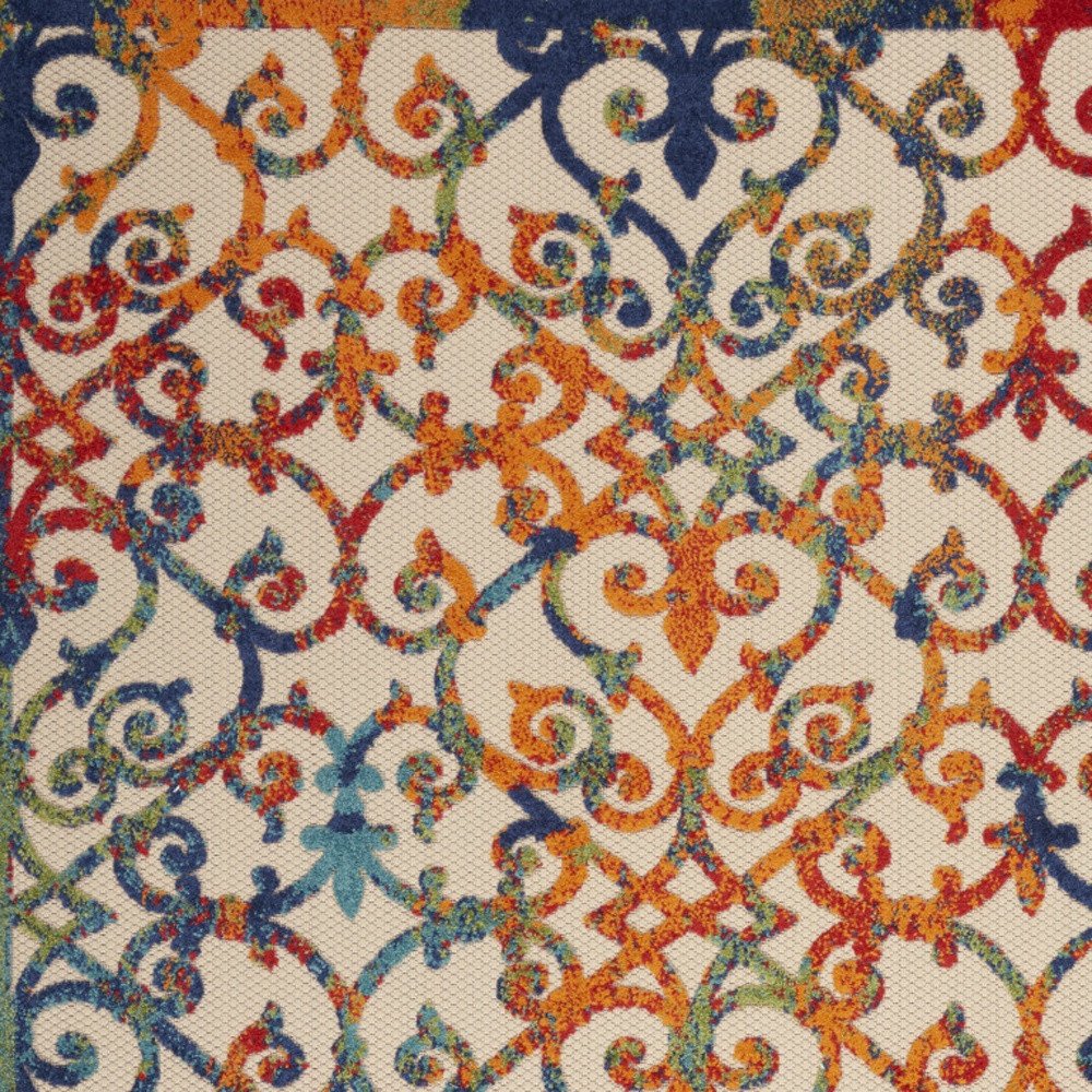 10' X 13' Ivory And Blue Indoor Outdoor Area Rug