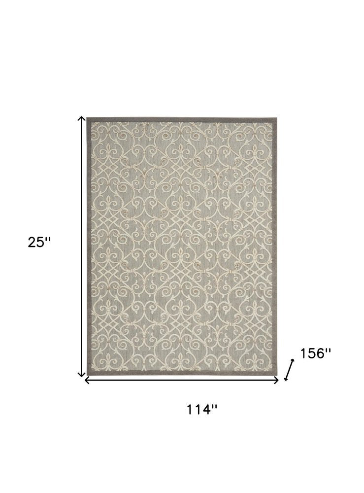 10' X 13' Gray And Ivory Indoor Outdoor Area Rug