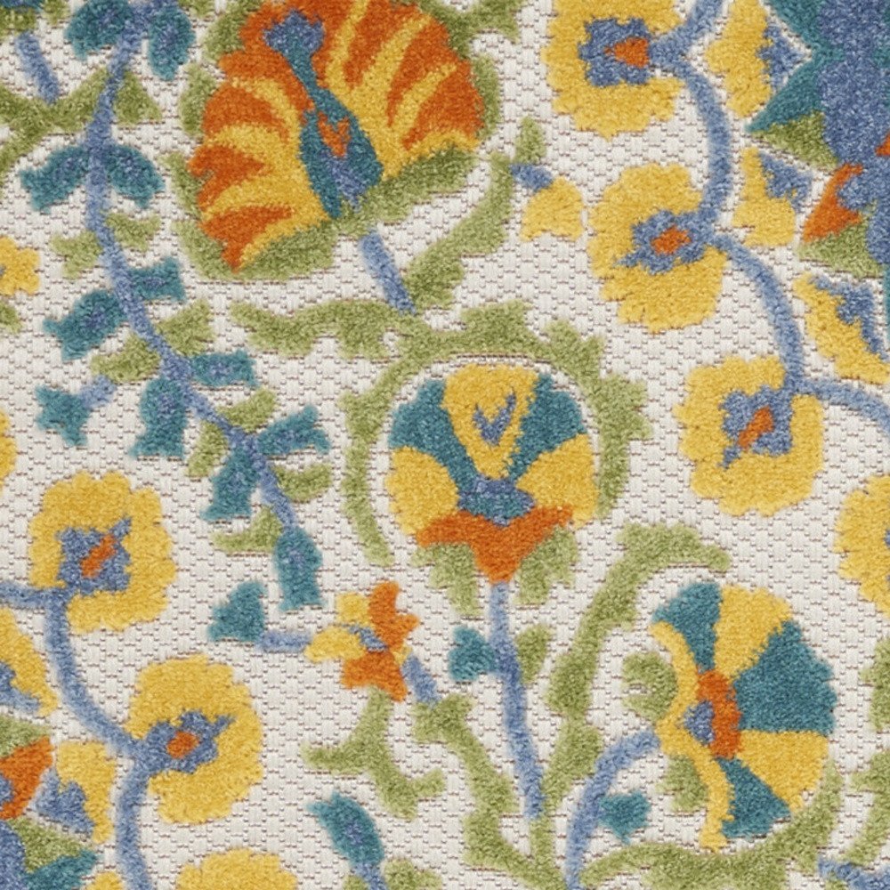 6' Blue And Yellow Indoor Outdoor Runner Rug