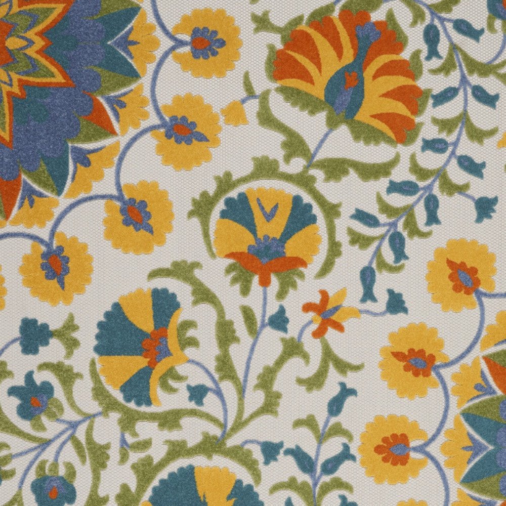 9' X 12' Blue And Yellow Indoor Outdoor Area Rug