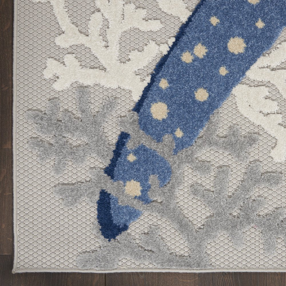 3' X 4' Blue And Gray Indoor Outdoor Area Rug