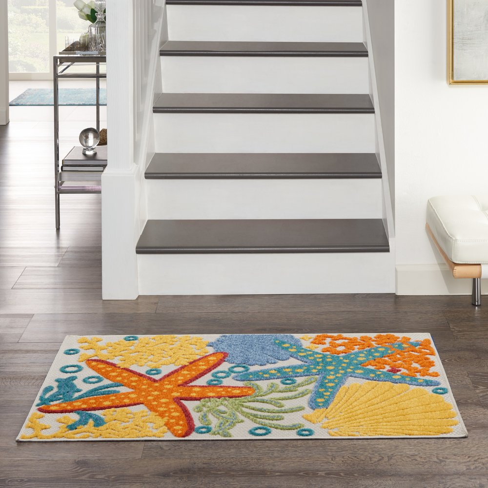 3' X 4' Blue And Yellow Indoor Outdoor Area Rug
