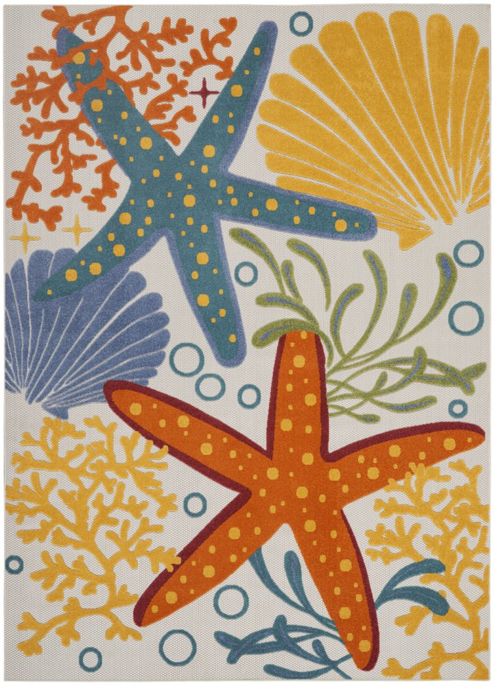9' X 12' Blue And Yellow Indoor Outdoor Area Rug