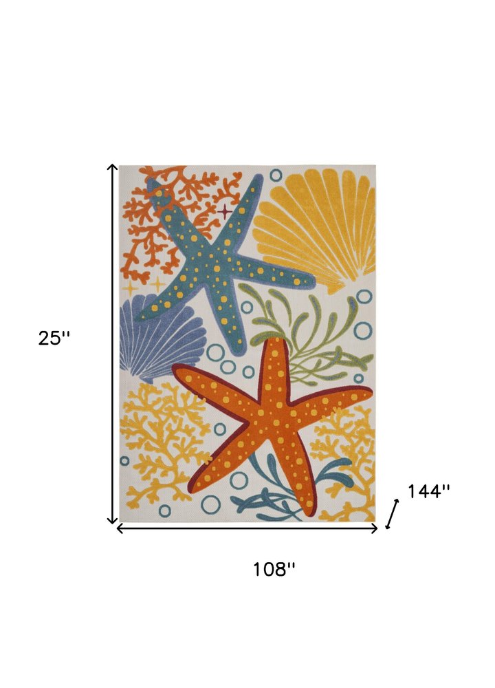 9' X 12' Blue And Yellow Indoor Outdoor Area Rug
