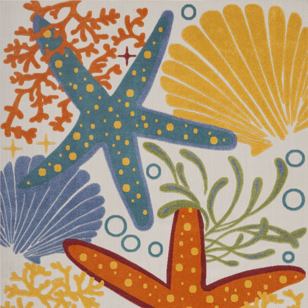 9' X 12' Blue And Yellow Indoor Outdoor Area Rug