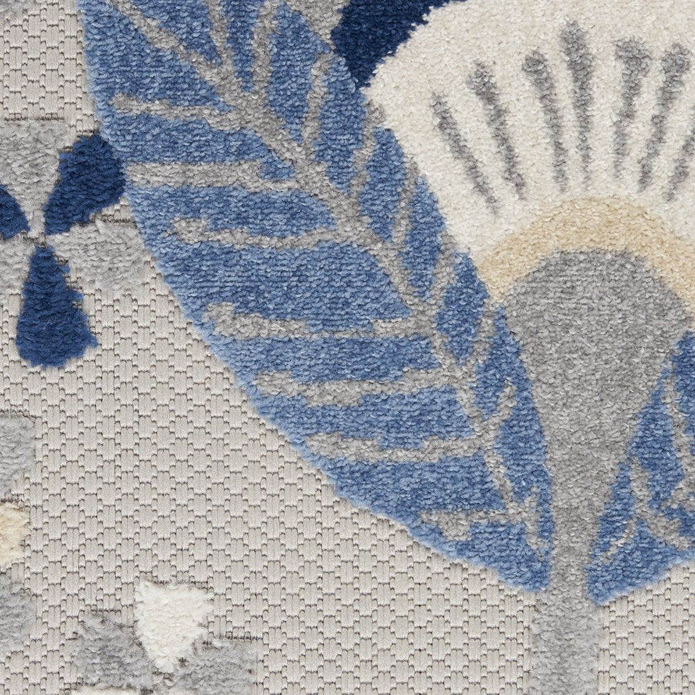 12' Blue And Gray Indoor Outdoor Runner Rug