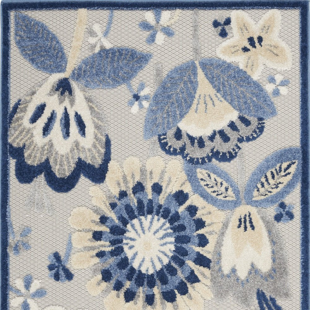3' X 4' Blue And Gray Indoor Outdoor Area Rug