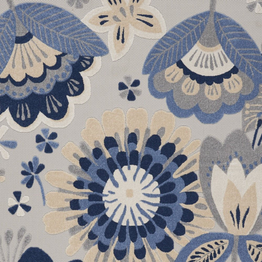 9' X 12' Blue And Gray Indoor Outdoor Area Rug