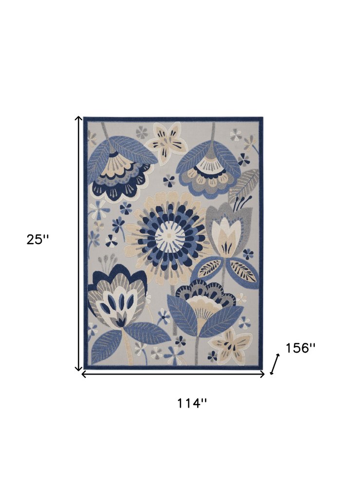 10' X 13' Blue And Gray Indoor Outdoor Area Rug