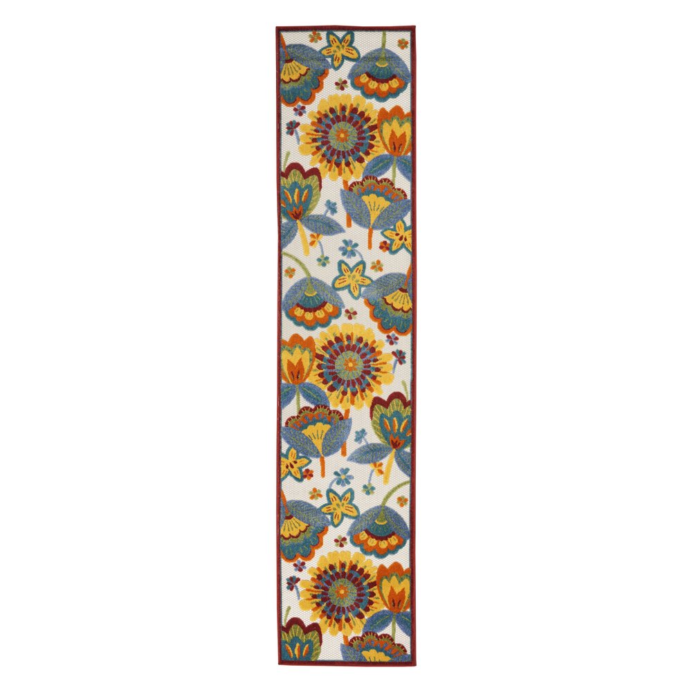12' Blue And Yellow Indoor Outdoor Runner Rug