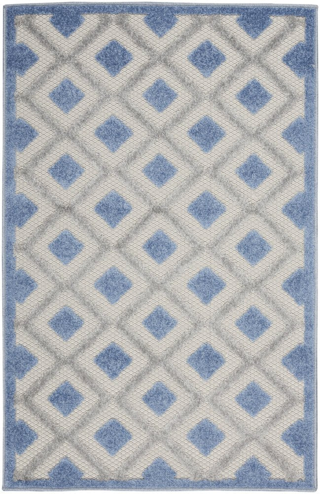 3' X 4' Blue And Gray Indoor Outdoor Area Rug