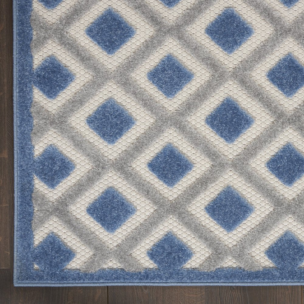 9' X 12' Blue And Gray Indoor Outdoor Area Rug