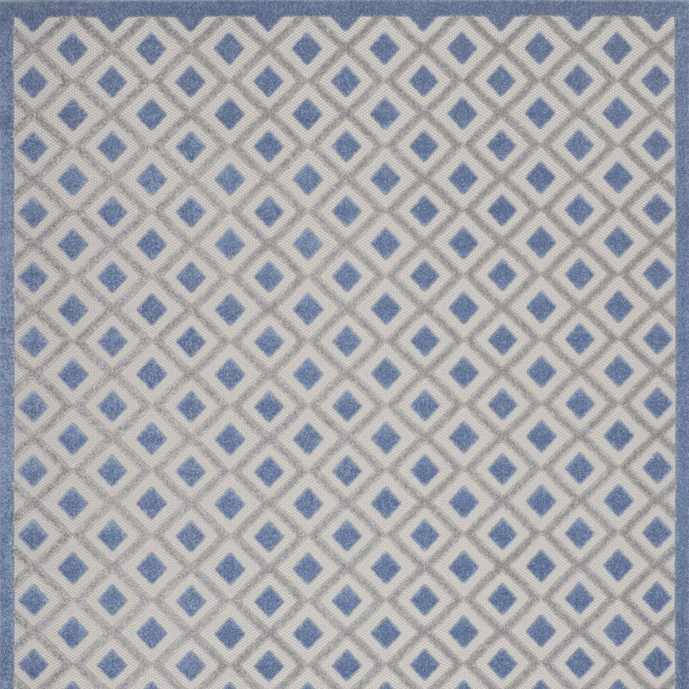 9' X 12' Blue And Gray Indoor Outdoor Area Rug
