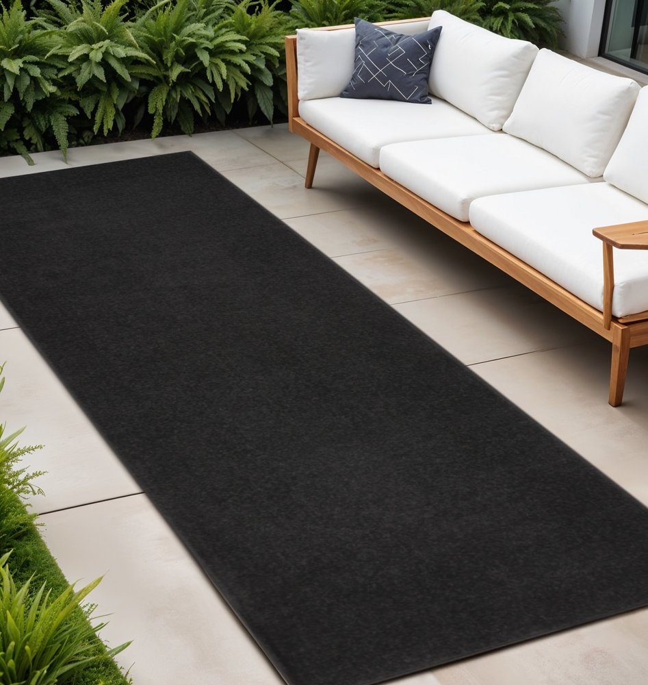 8' Black Indoor Outdoor Runner Rug