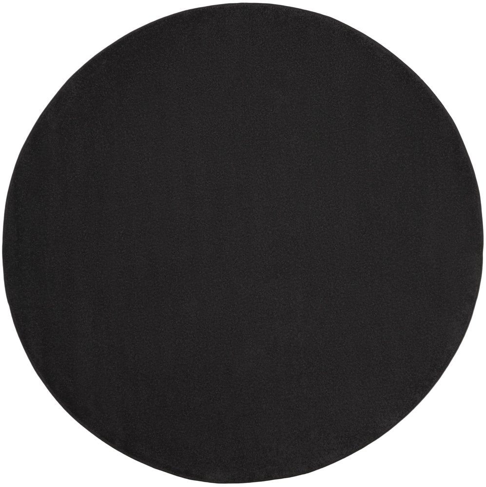 8' X 8' Black Round Indoor Outdoor Area Rug