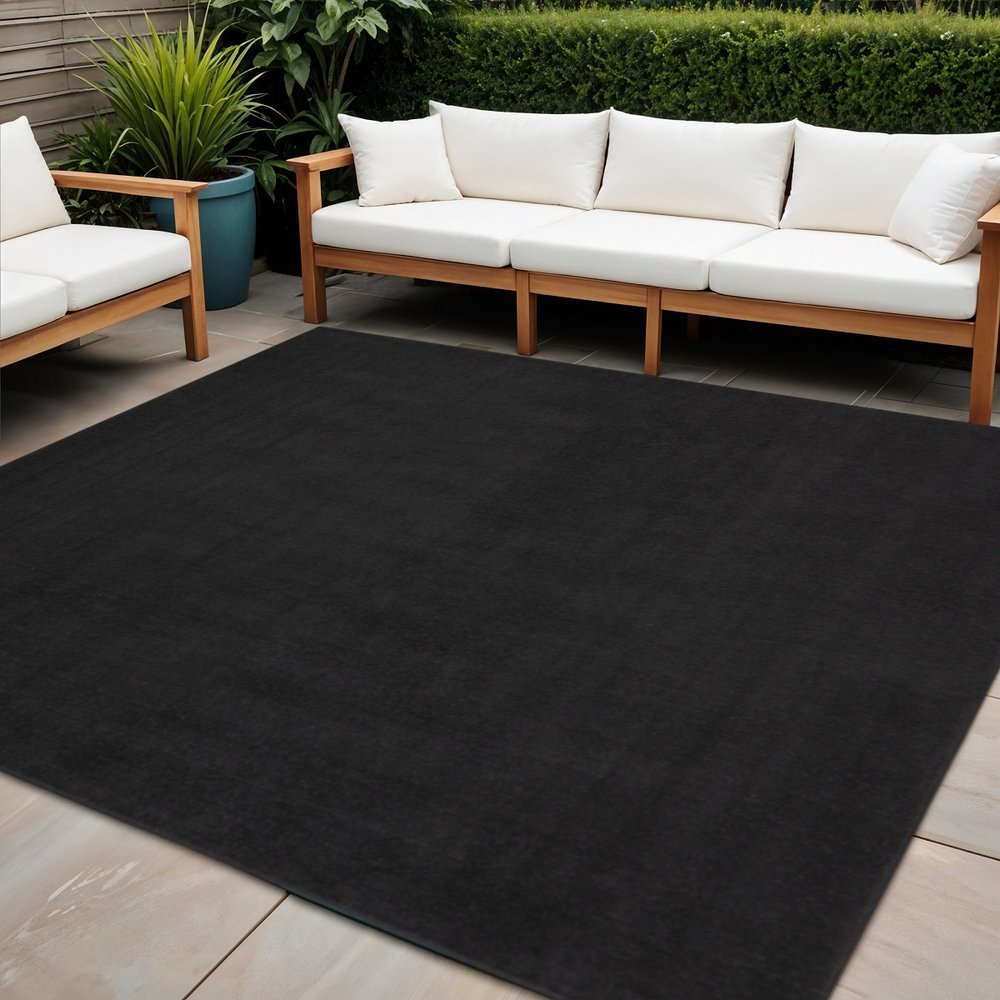 9' Black Square Indoor Outdoor Area Rug
