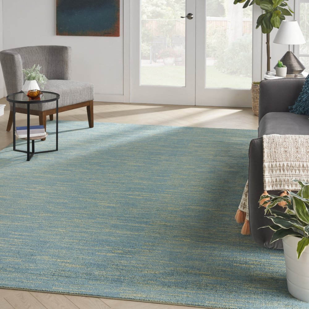 10' X 14' Blue And Green Indoor Outdoor Area Rug