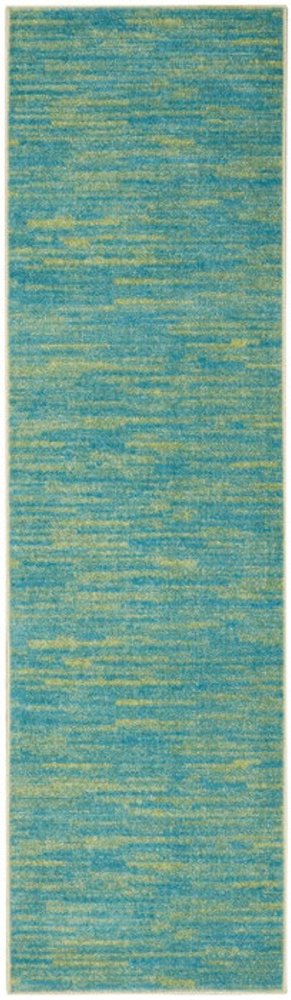 6' Blue And Green Indoor Outdoor Runner Rug