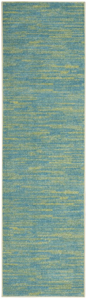 6' Blue And Green Indoor Outdoor Runner Rug