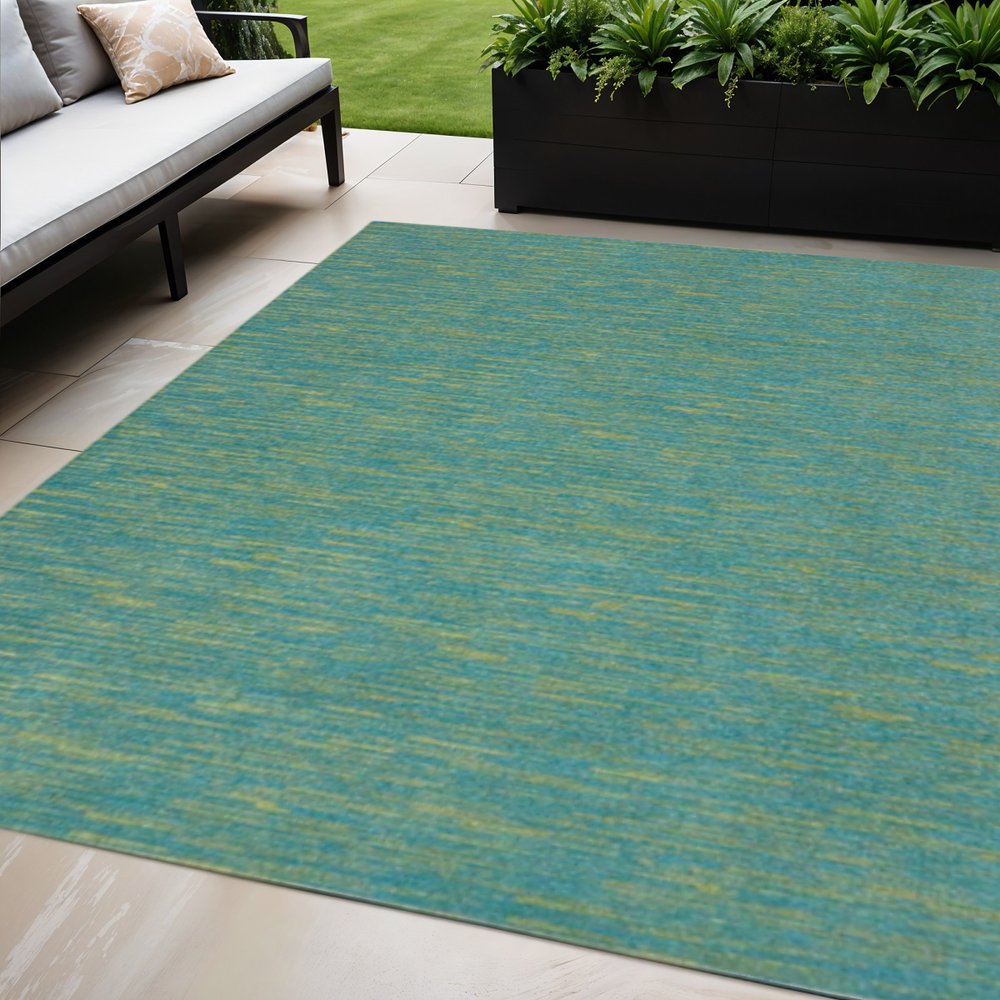5' X 7' Blue And Green Indoor Outdoor Area Rug