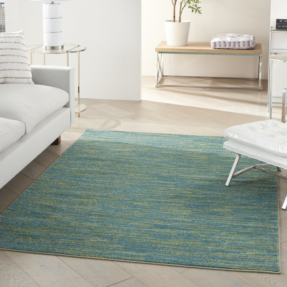 5' X 7' Blue And Green Indoor Outdoor Area Rug