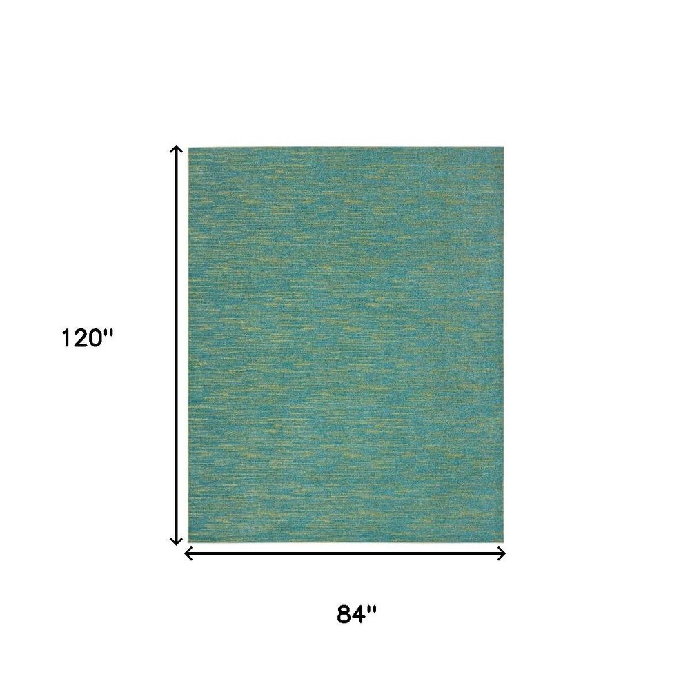 7' X 10' Blue And Green Indoor Outdoor Area Rug