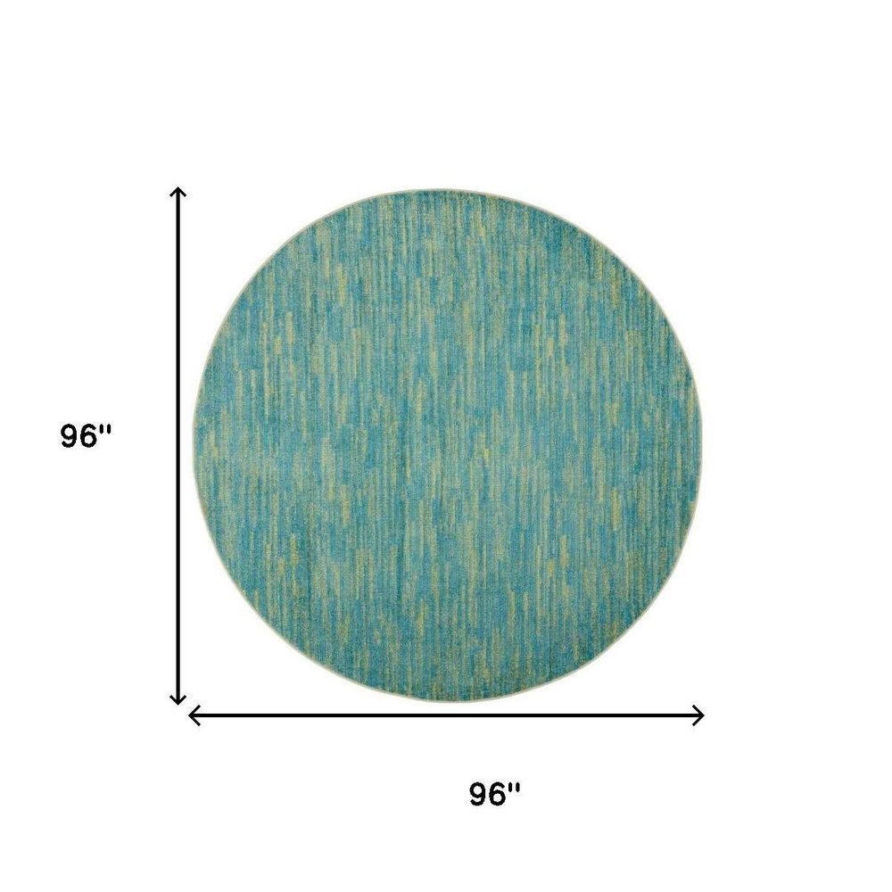8' X 8' Blue And Green Round Indoor Outdoor Area Rug
