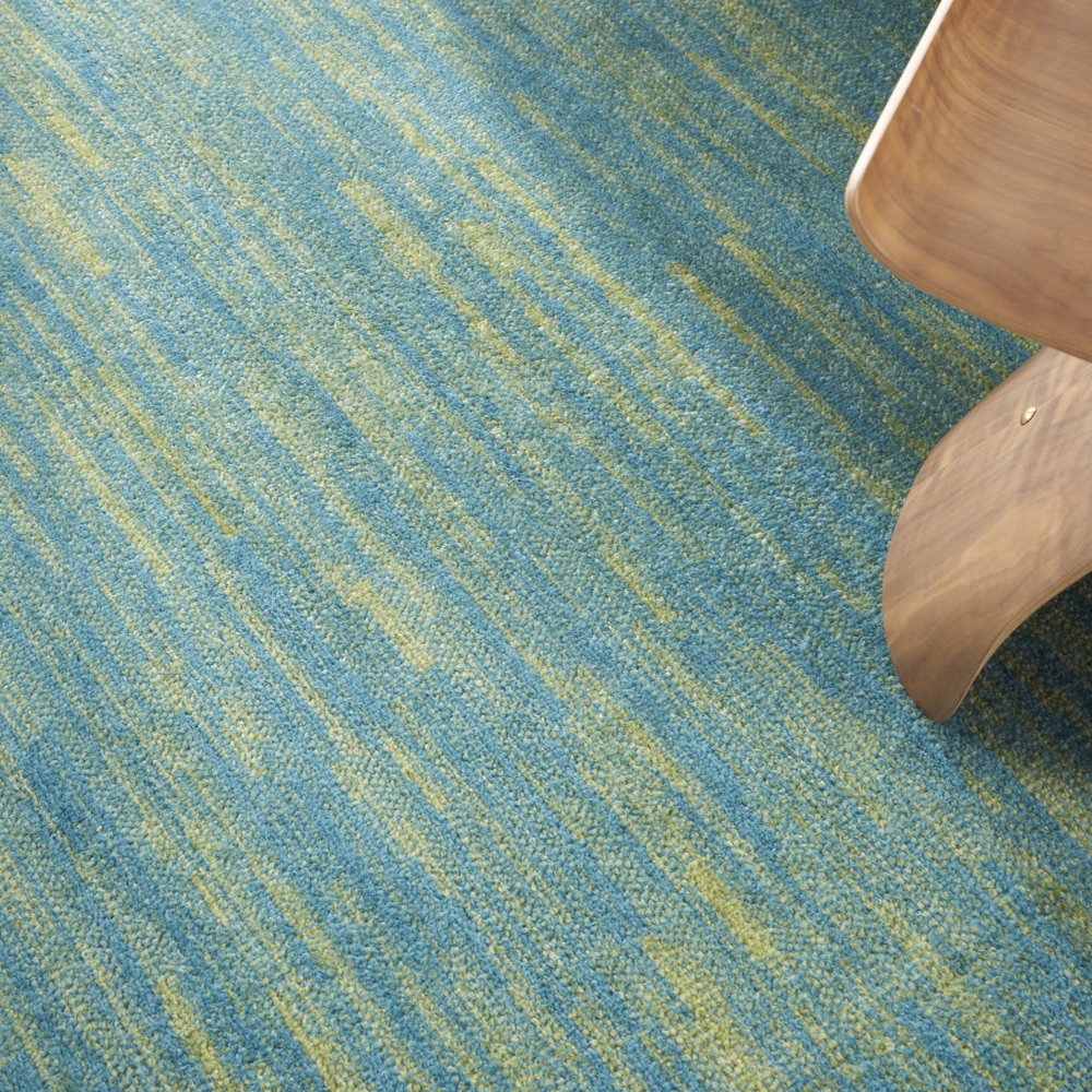 8' X 8' Blue And Green Round Indoor Outdoor Area Rug