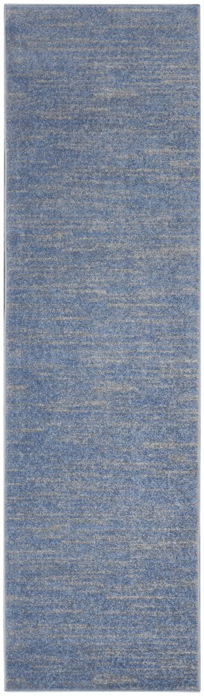 10' Blue And Gray Abstract Striped Indoor Outdoor Runner Rug