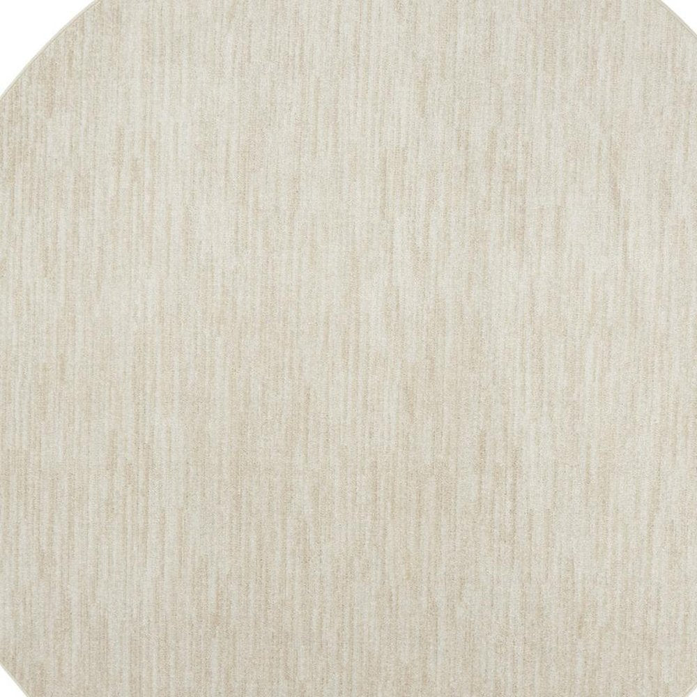 8' X 8' Beige And Ivory Round Indoor Outdoor Area Rug