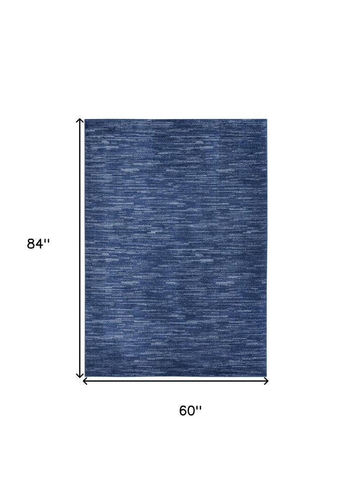 5' X 7' Blue Indoor Outdoor Area Rug