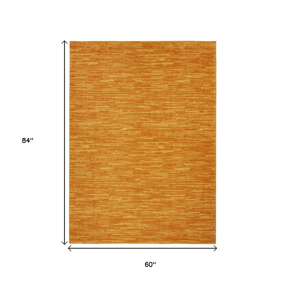 5' X 7' Orange Indoor Outdoor Area Rug