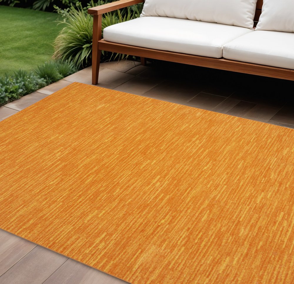 7' X 10' Orange Indoor Outdoor Area Rug