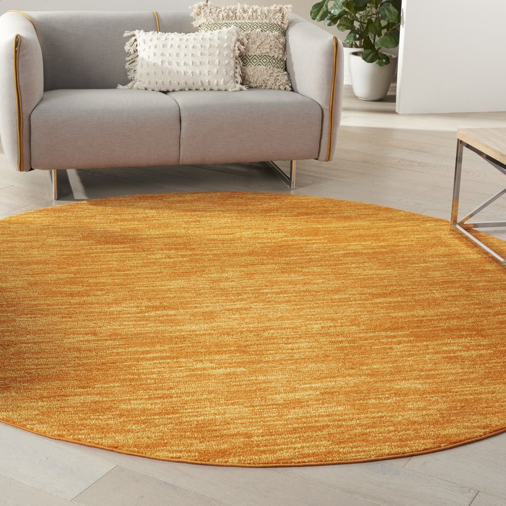 8' X 8' Orange Round Indoor Outdoor Area Rug