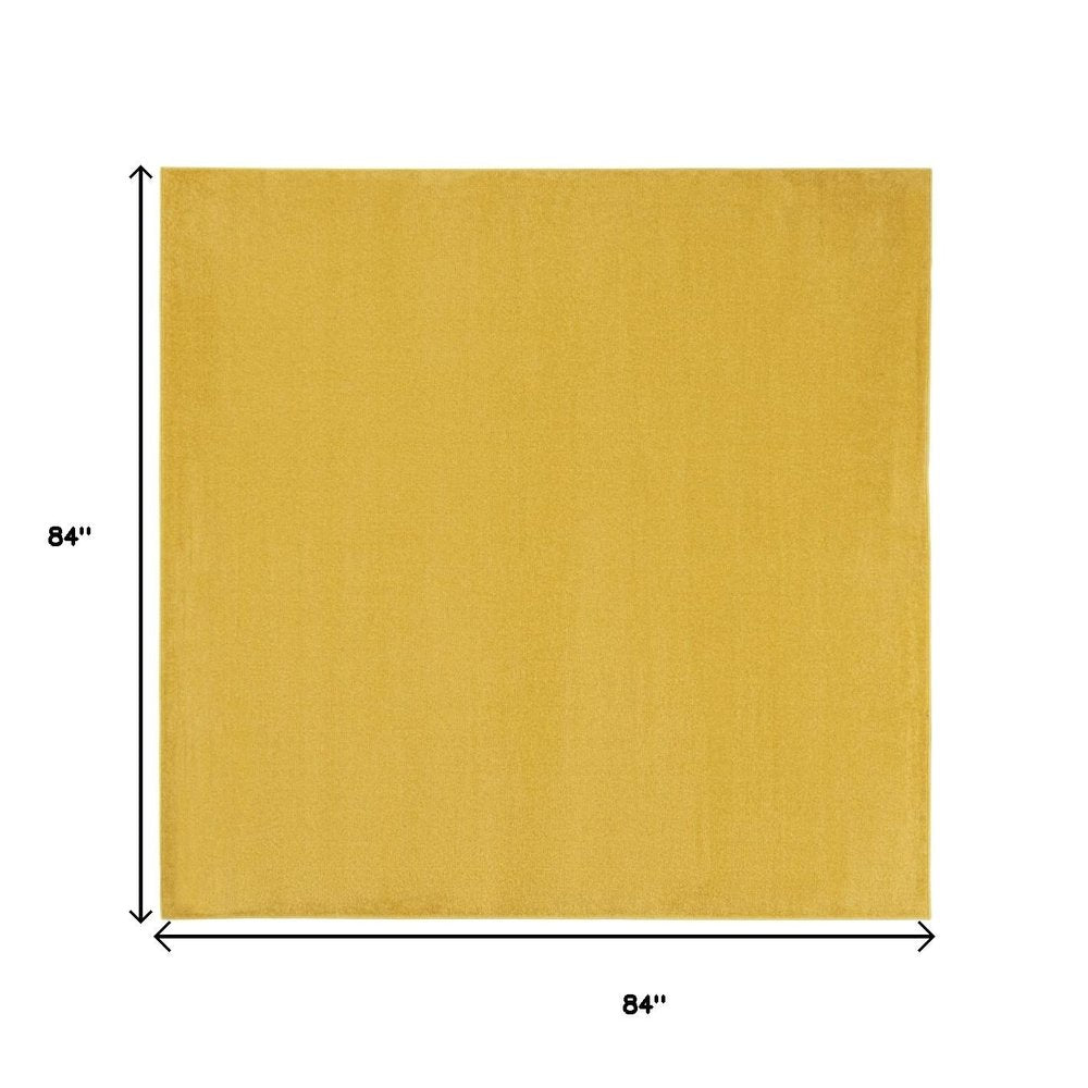 7' Yellow Square Indoor Outdoor Area Rug