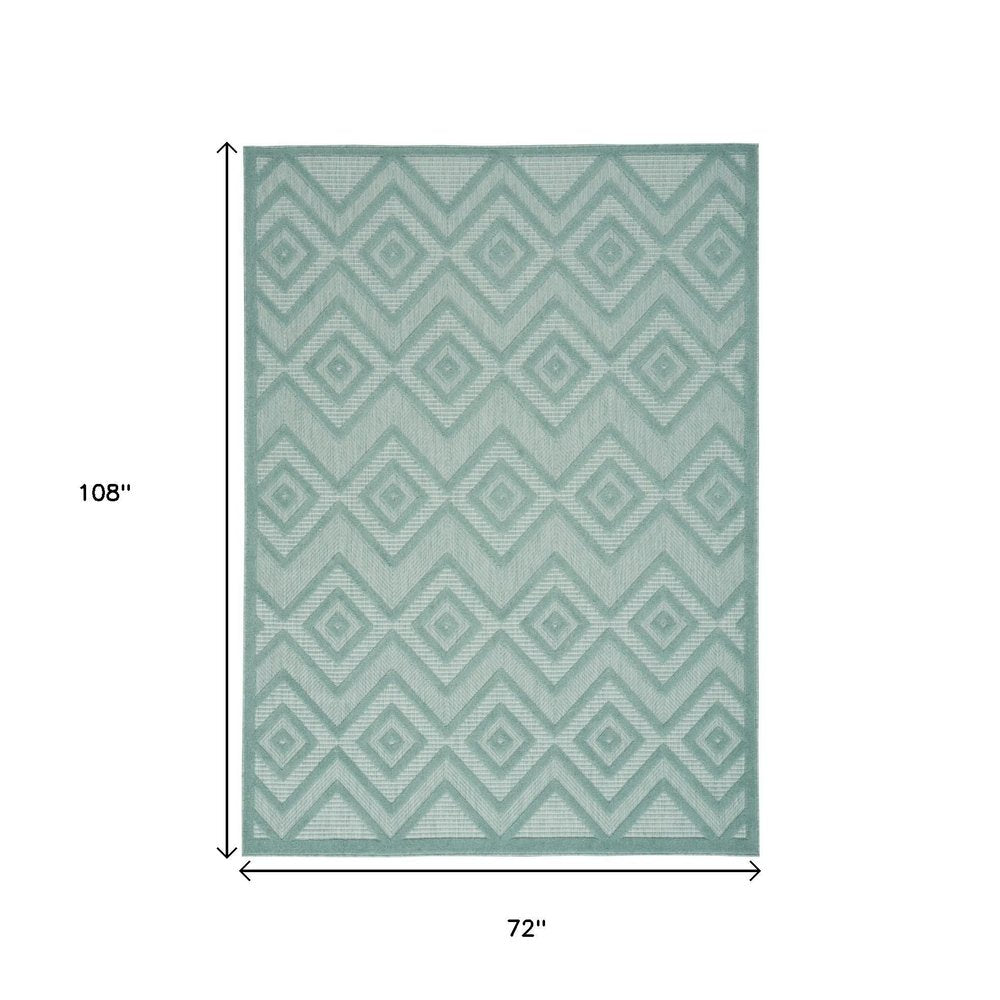 6' X 9' Aqua Indoor Outdoor Area Rug