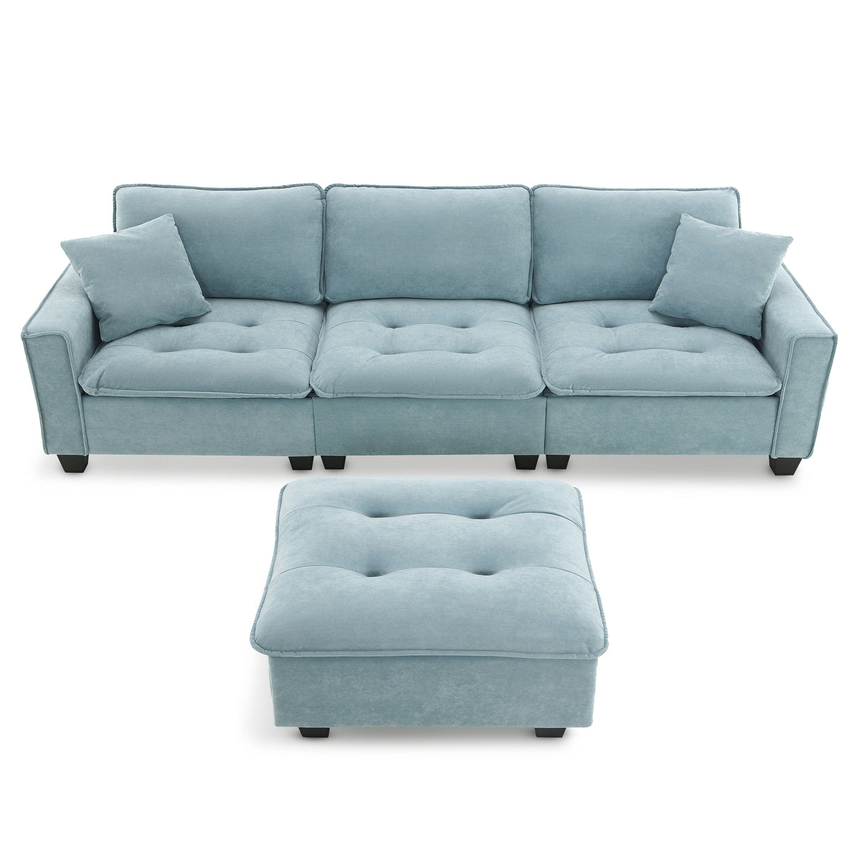Modern Convertible Sectional L Shaped Reversible Couch Set With Free Pillows 4 Seat Suede Sleeper Sofa With Ottoman by Couch.com