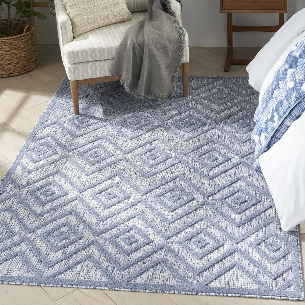 5' X 7' Denim Blue Indoor Outdoor Area Rug