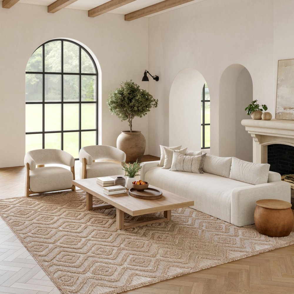 6' X 9' Beige Indoor Outdoor Area Rug