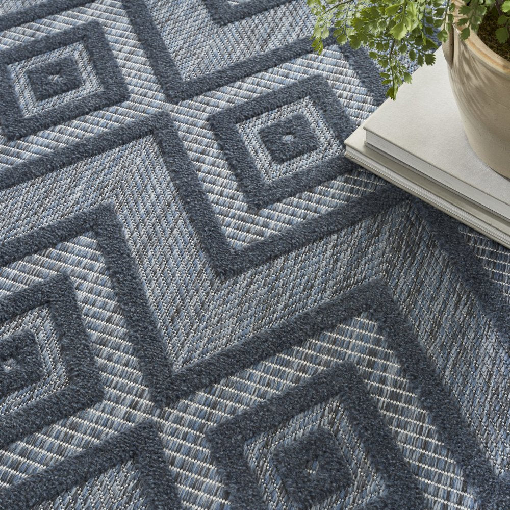 6' X 9' Blue Indoor Outdoor Area Rug