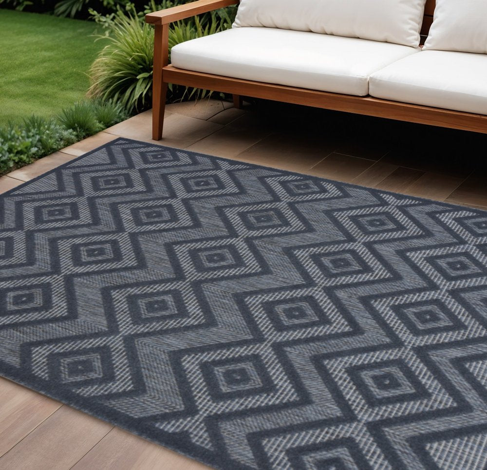 6' X 9' Blue Indoor Outdoor Area Rug