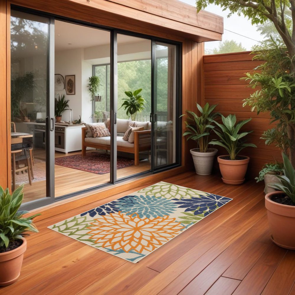 3' X 5' Cream Indoor Outdoor Area Rug