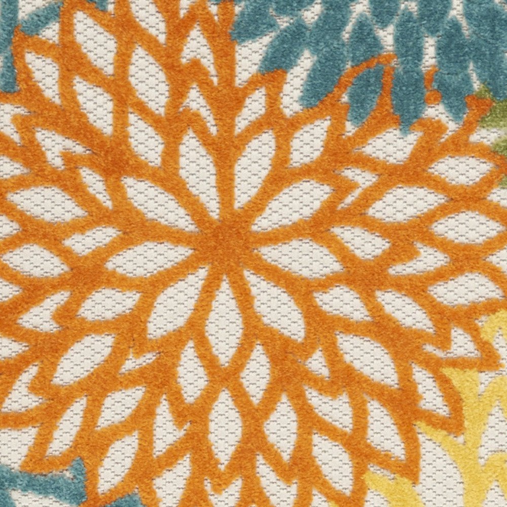 6' Blue And Yellow Indoor Outdoor Runner Rug