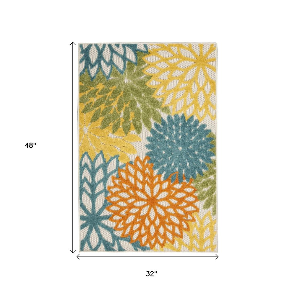 3' X 4' Blue And Yellow Indoor Outdoor Area Rug