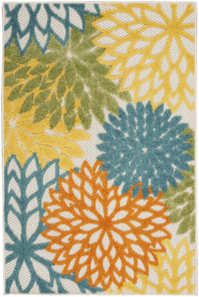 3' X 4' Blue And Yellow Indoor Outdoor Area Rug